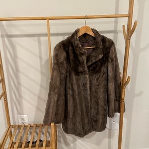 Greyish light brown mink fur coat